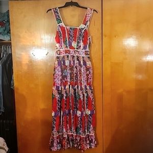 Anthropologie Square Neck Floral Colorful Maxi Dress with Pockets!
